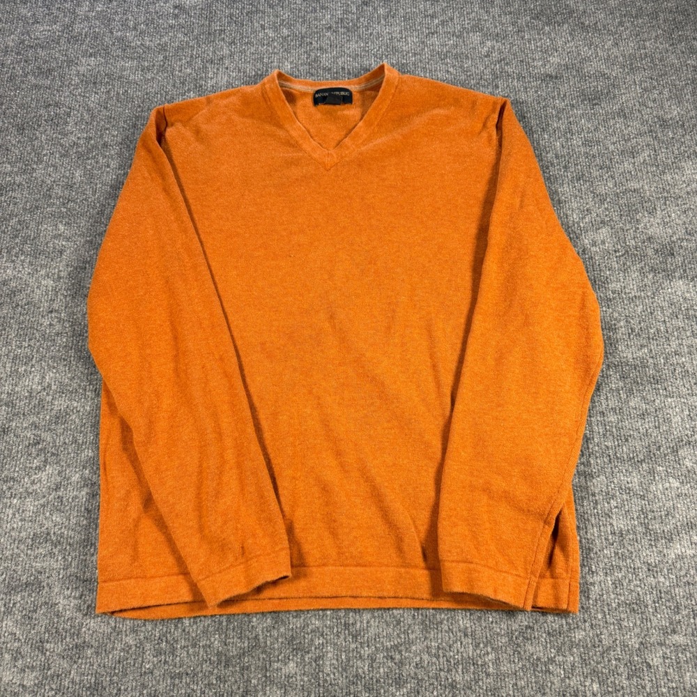 Vintage 2010 Banana Republic V-Neck Cotton Orange Sweater Size M Preppy Minimal